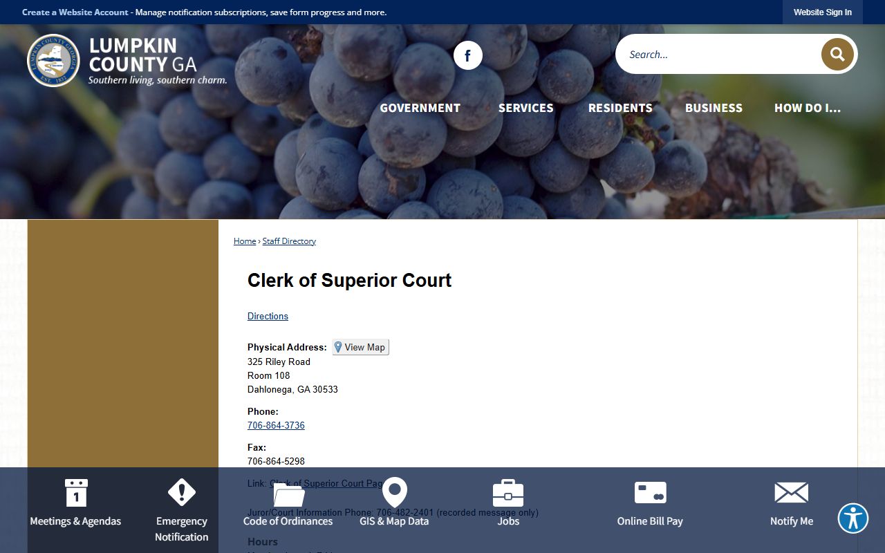 Lumpkin County Clerk of Superior Court records staff directory
