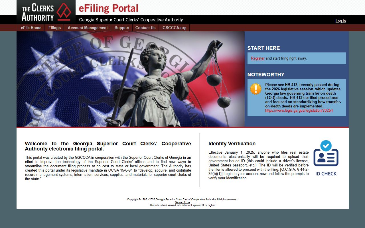 Lumpkin County Clerk of Superior Court records GSCCCA eFile portal