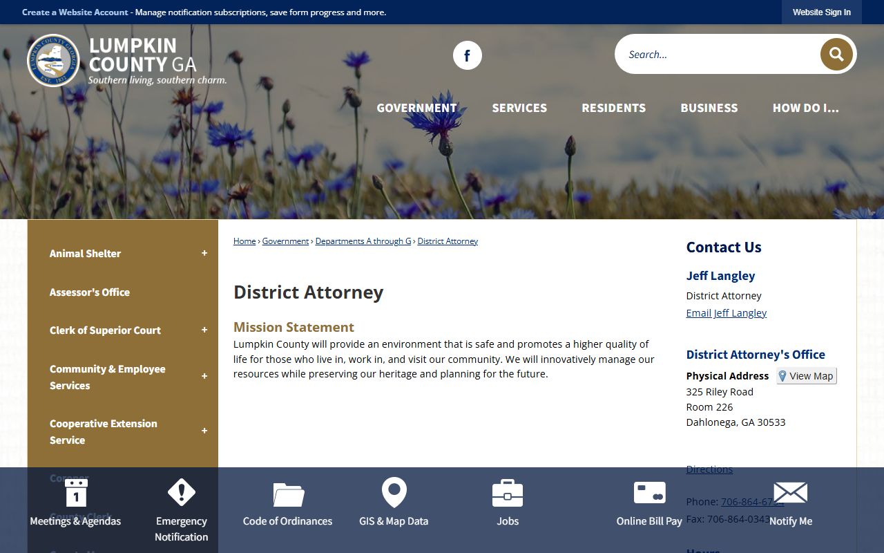 Lumpkin County criminal court records District Attorney office page