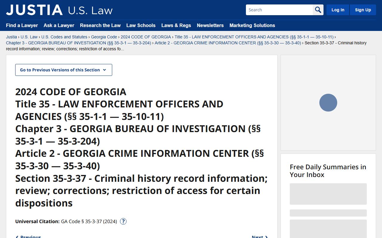 Lumpkin County criminal court records O.C.G.A. 35-3-37 record restriction