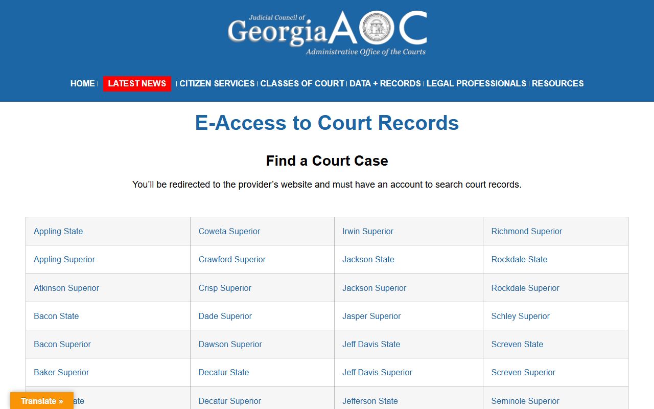 Lumpkin County court records Georgia Courts eAccess directory