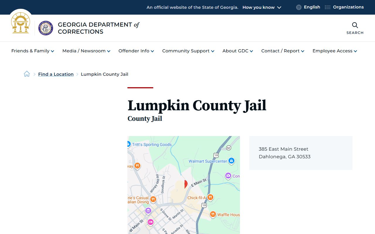 Lumpkin County inmate search Georgia DOC jail listing