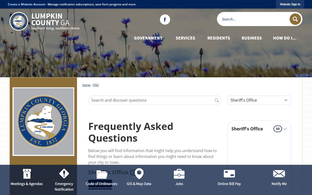 Lumpkin County inmate records Sheriff FAQ