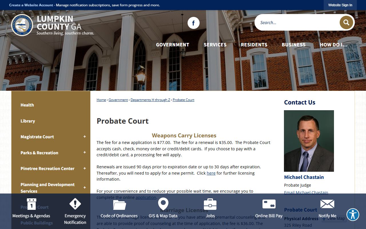 Lumpkin County probate records Probate Court page